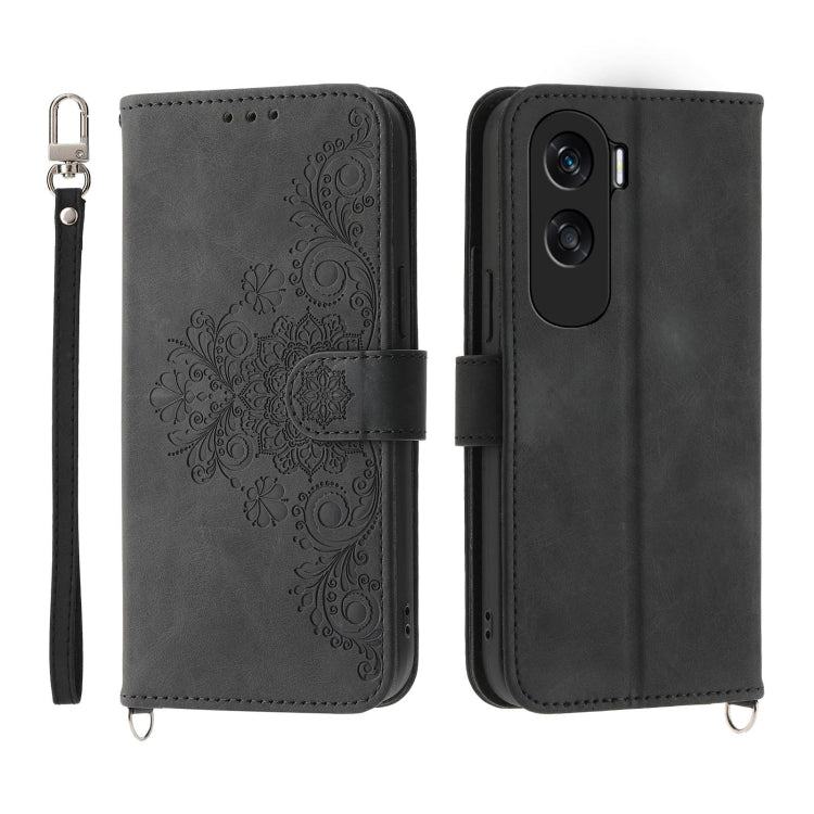 Skin Feel Flowers Embossed Wallet Leather Phone Case, For Honor X40i 5G / Play7T Pro, For Honor Magic5 Pro, For Honor Magic5, For Honor X8a 4G