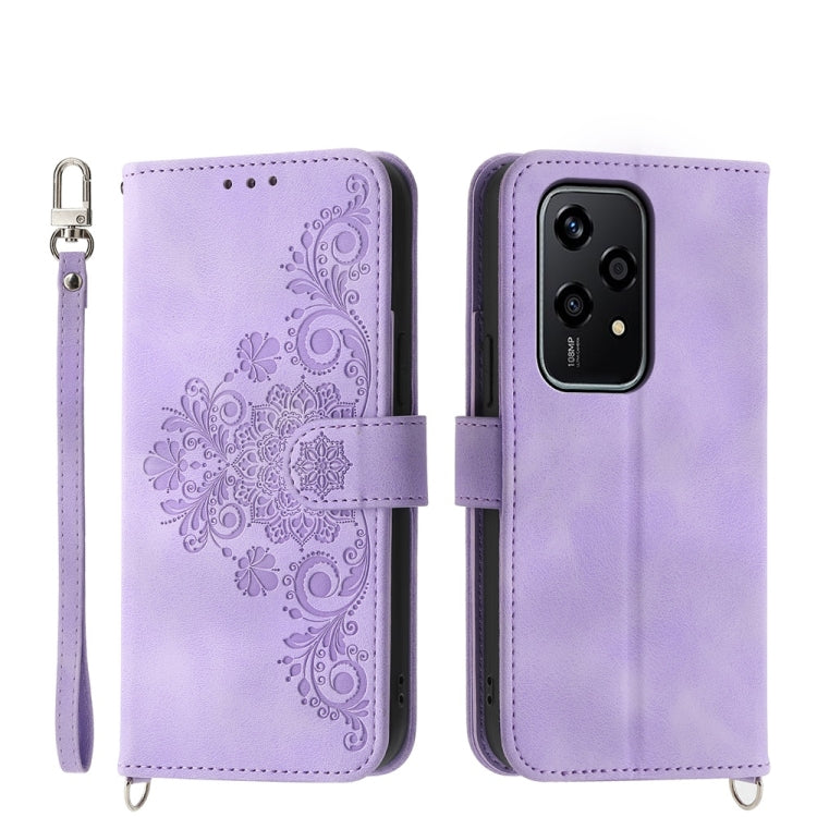 Skin Feel Flowers Embossed Wallet Leather Phone Case, For Honor Magic6 Pro, For Honor X8b, For Honor 100 Pro, For Honor 100