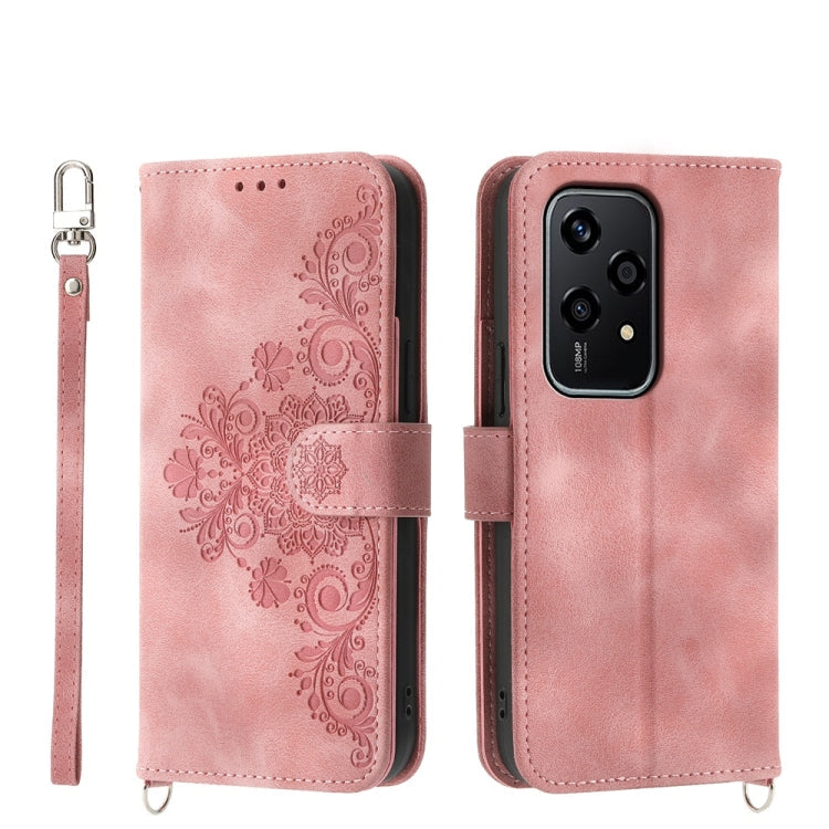 Skin Feel Flowers Embossed Wallet Leather Phone Case, For Honor Magic6 Pro, For Honor X8b, For Honor 100 Pro, For Honor 100