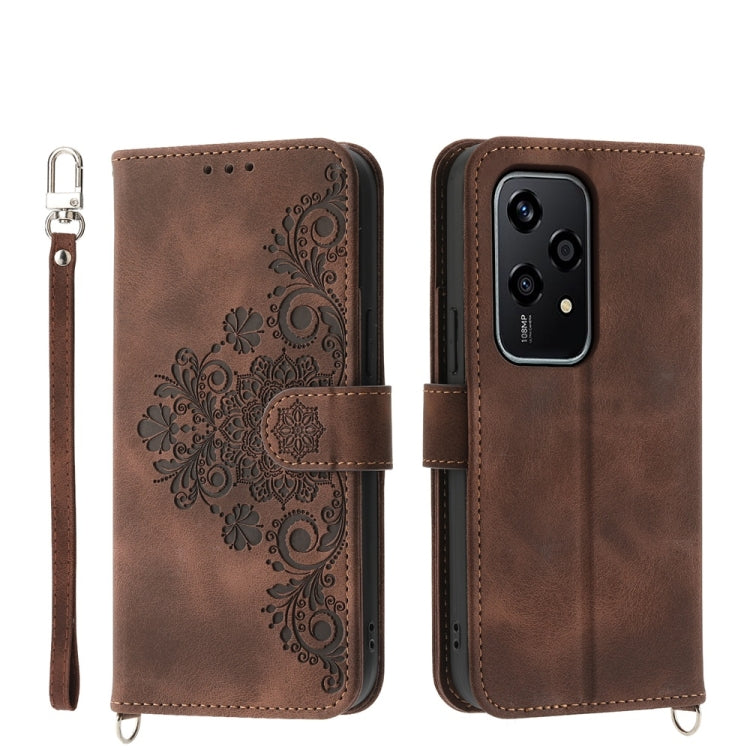 Skin Feel Flowers Embossed Wallet Leather Phone Case, For Honor Magic6 Pro, For Honor X8b, For Honor 100 Pro, For Honor 100