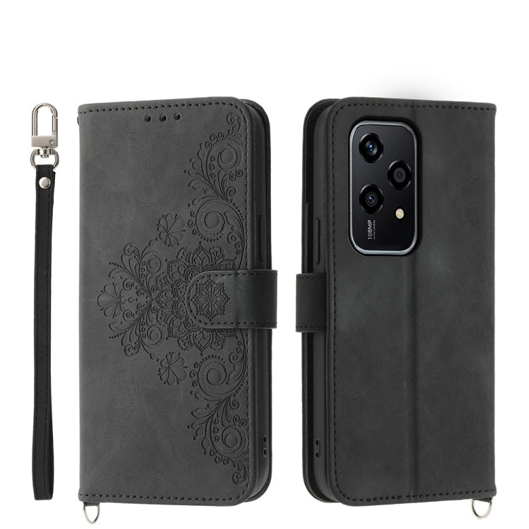 Skin Feel Flowers Embossed Wallet Leather Phone Case, For Honor Magic6 Pro, For Honor X8b, For Honor 100 Pro, For Honor 100