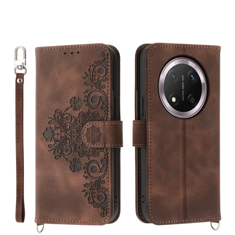 Skin Feel Flowers Embossed Wallet Leather Phone Case, For Honor 300 Pro / 300 Ultra, For Honor X60i, For Honor X6b, For Honor 200 Lite Global