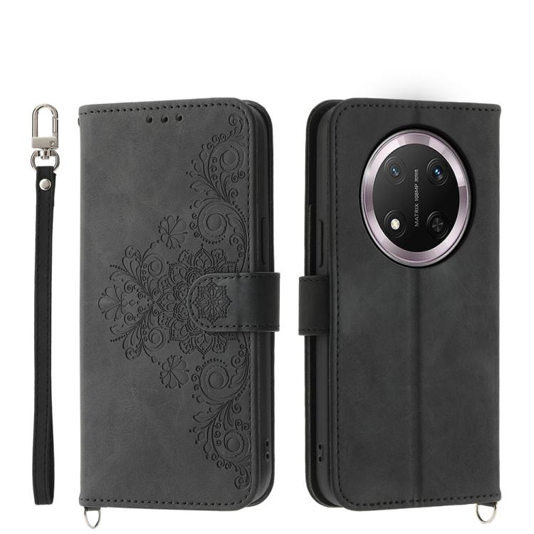 Skin Feel Flowers Embossed Wallet Leather Phone Case, For Honor 300 Pro / 300 Ultra, For Honor X60i, For Honor X6b, For Honor 200 Lite Global