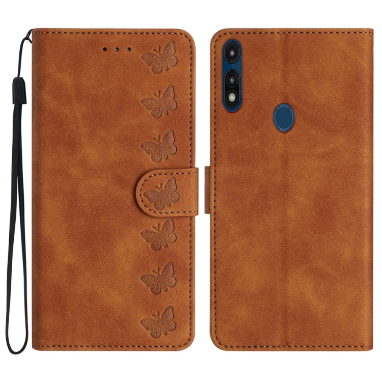 Seven Butterflies Embossed Leather Phone Case, For Motorola Moto G9, For Motorola Moto E 2020, For Motorola Edge+ 2020, For Motorola Moto G8 Play