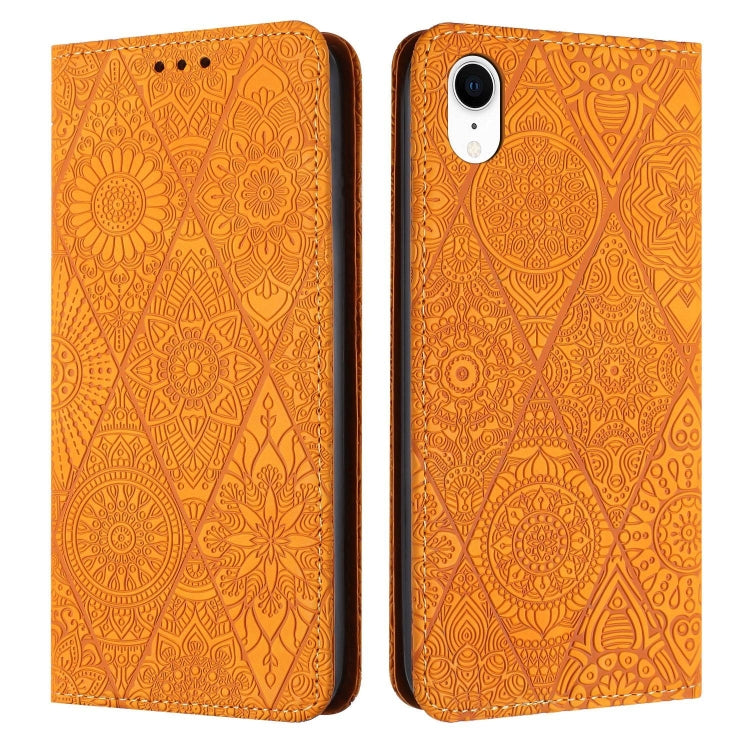 Ethnic Embossed Adsorption Leather Phone Case, For iPhone X / XS, For iPhone XR, For iPhone XS Max, For iPhone SE 2022 / 7 / 8