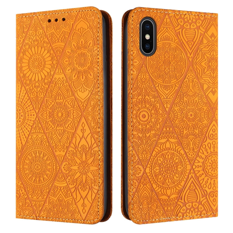 Ethnic Embossed Adsorption Leather Phone Case, For iPhone X / XS, For iPhone XR, For iPhone XS Max, For iPhone SE 2022 / 7 / 8