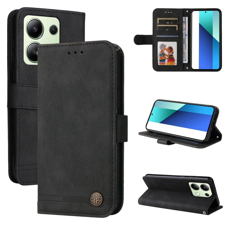 Skin Feel Life Tree Metal Button Leather Phone Case, For Xiaomi Poco F6, For Xiaomi Redmi A3, For Xiaomi Redmi Note13 Pro 4G Global/Poco M6 Pro 4G, For Xiaomi Redmi Note13 4G