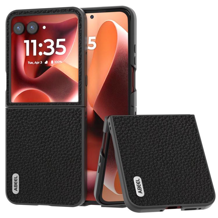ABEEL Genuine Leather Litchi Texture Phone Case, For Motorola Razr 60 Ultra, For Motorola Razr 40, For Motorola Razr 40 Ultra