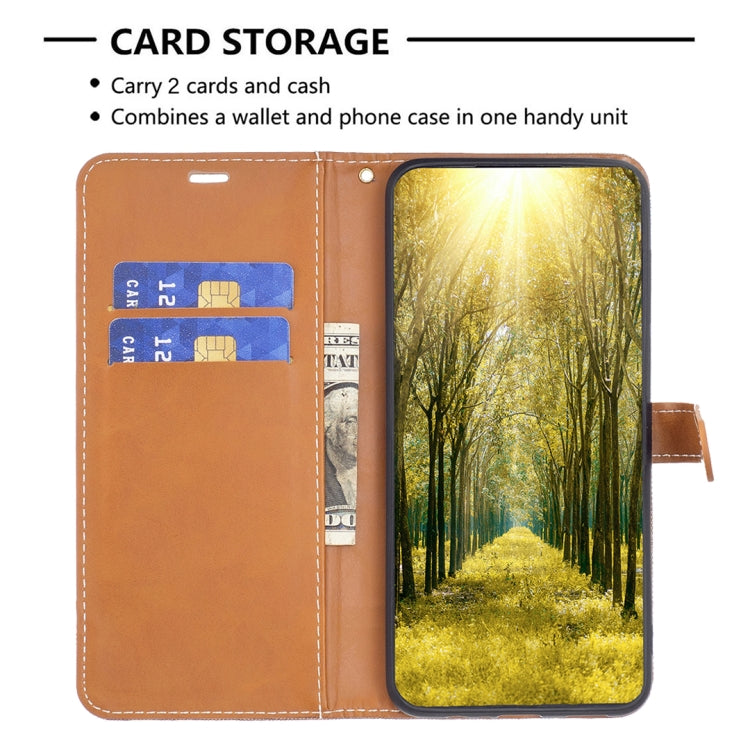 Color Block Denim Texture Leather Phone Case, For Xiaomi Redmi Note 13 Pro 4G Global, For Xiaomi Redmi 13C