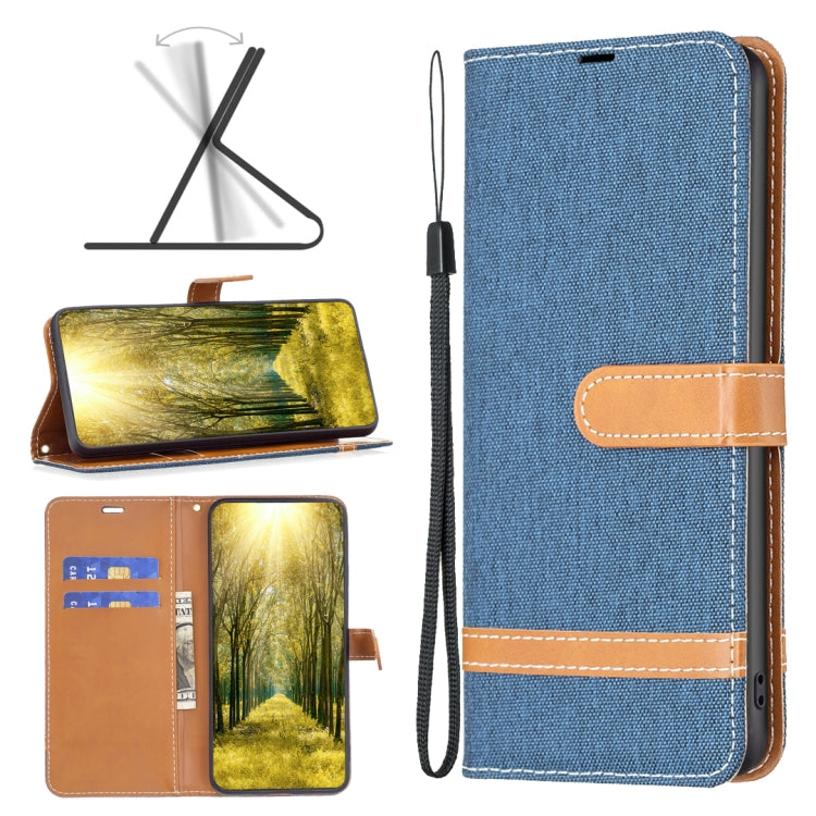 Color Block Denim Texture Leather Phone Case, For Xiaomi Redmi Note 13 Pro 4G Global, For Xiaomi Redmi 13C