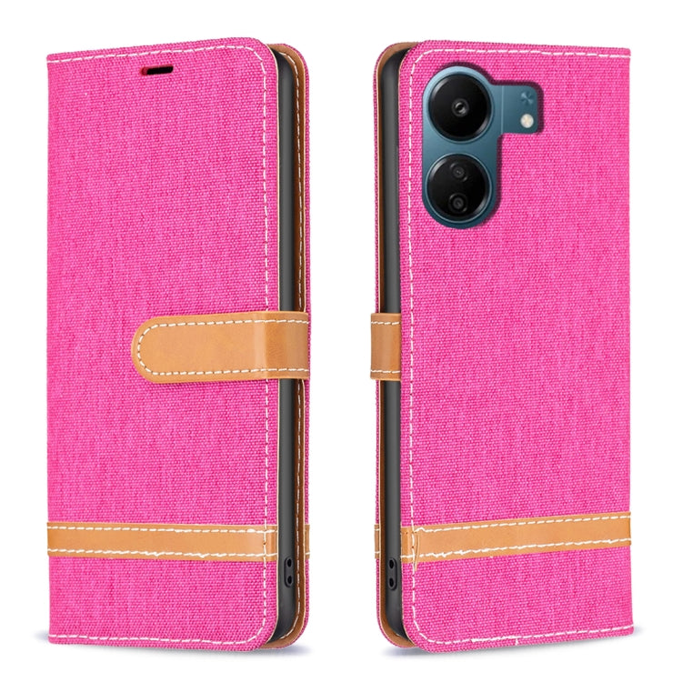 Color Block Denim Texture Leather Phone Case, For Xiaomi Redmi Note 13 Pro 4G Global, For Xiaomi Redmi 13C