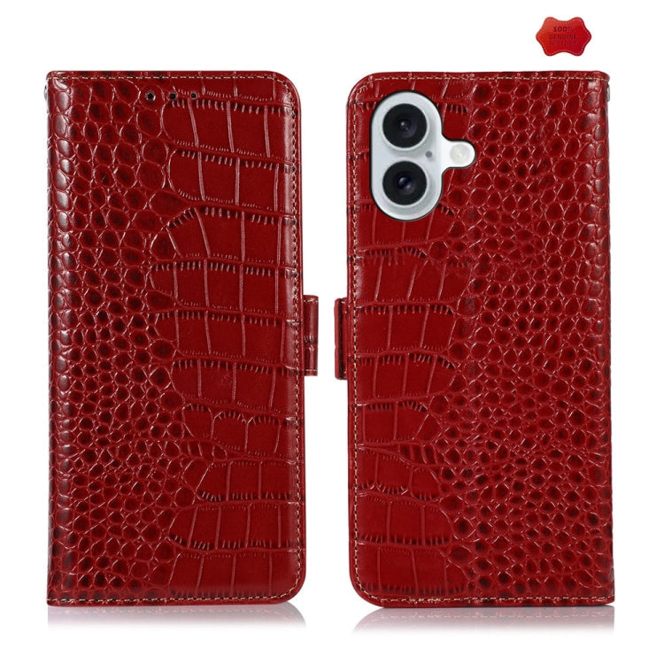 Crocodile Top Layer Cowhide Leather Phone Case, For iPhone 16 Pro, For iPhone 16 Plus, For iPhone 16, For iPhone 15 Pro Max, For iPhone 15 Pro, For iPhone 15 Plus