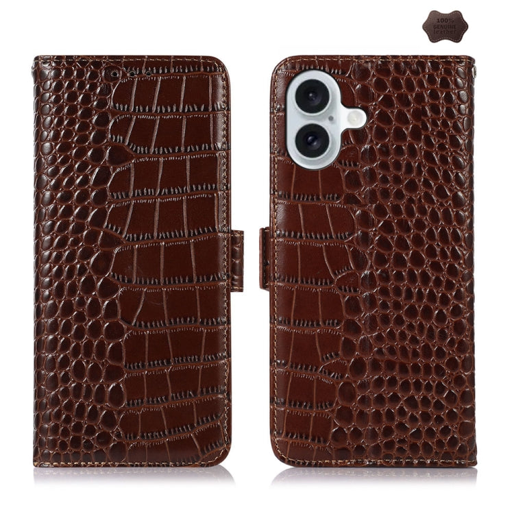 Crocodile Top Layer Cowhide Leather Phone Case, For iPhone 16 Pro, For iPhone 16 Plus, For iPhone 16, For iPhone 15 Pro Max, For iPhone 15 Pro, For iPhone 15 Plus
