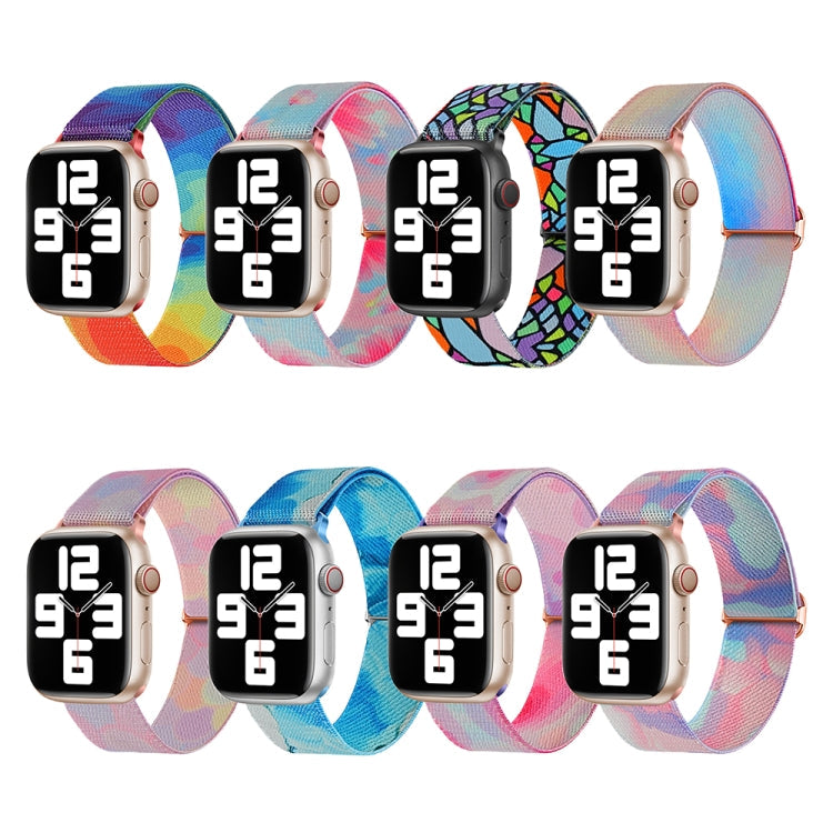 Painted Pattern Nylon Replacement Watch Band, For Apple Watch SE 2022 40mm, For Apple Watch 9 45mm, For Apple Watch 9 41mm