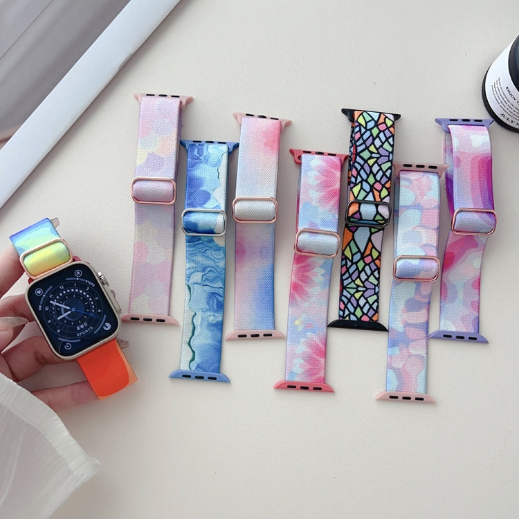 Painted Pattern Nylon Replacement Watch Band, For Apple Watch SE 2022 44mm, For Apple Watch 7 41mm, For Apple Watch 7 45mm