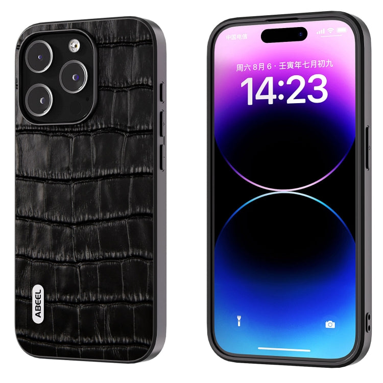 ABEEL Crocodile Texture Genuine Leather Phone Case, For iPhone 15 Plus, For iPhone 15, For iPhone 14 Plus, For iPhone 14, For iPhone 14 Pro, For iPhone 14 Pro Max