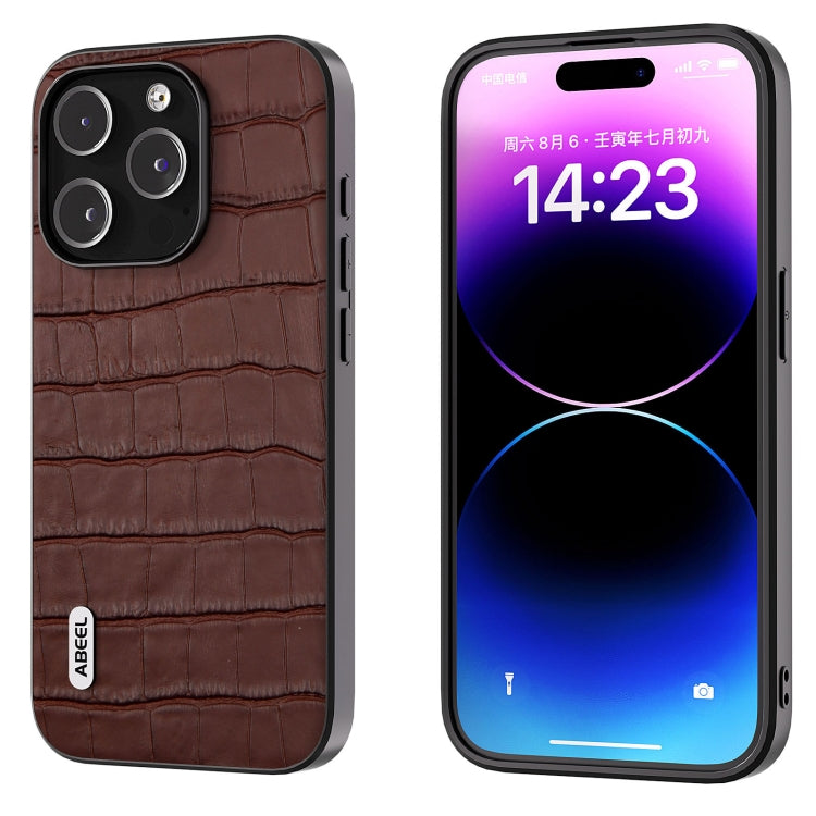 ABEEL Crocodile Texture Genuine Leather Phone Case, For iPhone 15 Plus, For iPhone 15, For iPhone 14 Plus, For iPhone 14, For iPhone 14 Pro, For iPhone 14 Pro Max