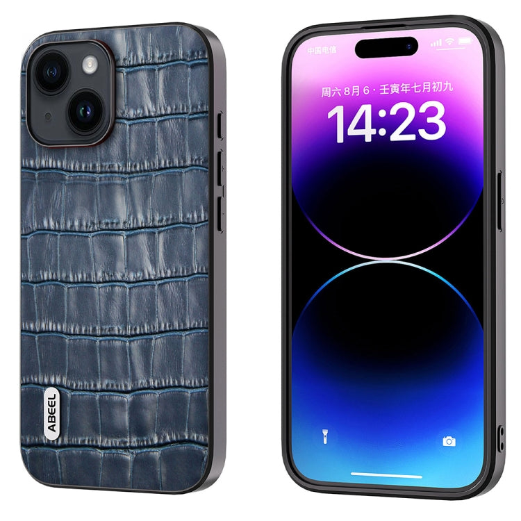 ABEEL Crocodile Texture Genuine Leather Phone Case, For iPhone 15 Plus, For iPhone 15, For iPhone 14 Plus, For iPhone 14, For iPhone 14 Pro, For iPhone 14 Pro Max