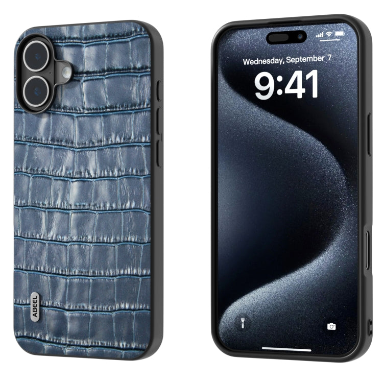 ABEEL Crocodile Texture Genuine Leather Phone Case, For iPhone 16 Pro Max, For iPhone 16 Pro, For iPhone 16 Plus, For iPhone 16, For iPhone 15 Pro Max, For iPhone 15 Pro