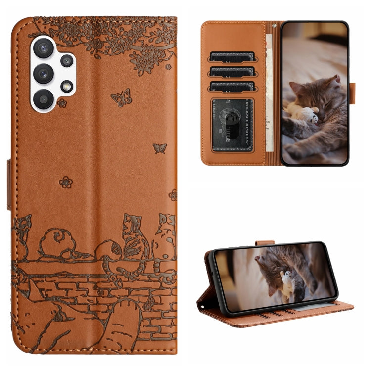 Cat Embossing Pattern Leather Phone Case with Lanyard, For Samsung Galaxy A23, For Samsung Galaxy A33, For Samsung Galaxy A13 4G, For Samsung Galaxy S22 Ultra