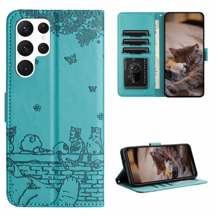 Cat Embossing Pattern Leather Phone Case with Lanyard, For Samsung Galaxy A23, For Samsung Galaxy A33, For Samsung Galaxy A13 4G, For Samsung Galaxy S22 Ultra