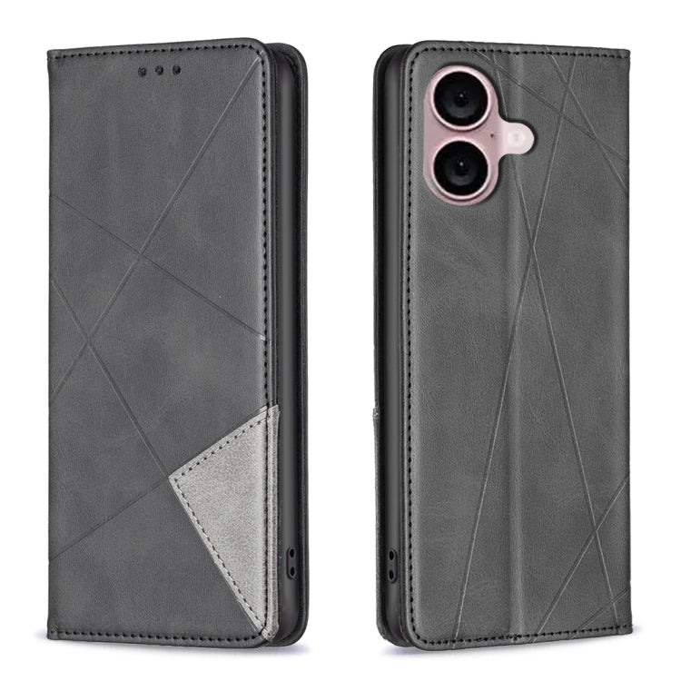Rhombus Texture Magnetic Leather Phone Case, For iPhone 16 Pro Max, For iPhone 16 Pro, For iPhone 16 Plus, For iPhone 16