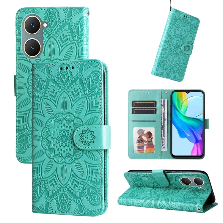 Embossed Sunflower Leather Phone Case, For vivo Y200 / V29e Global, For vivo Y17s, For vivo Y36 4G / 5G Foreign, For vivo Y78 5G Foreign