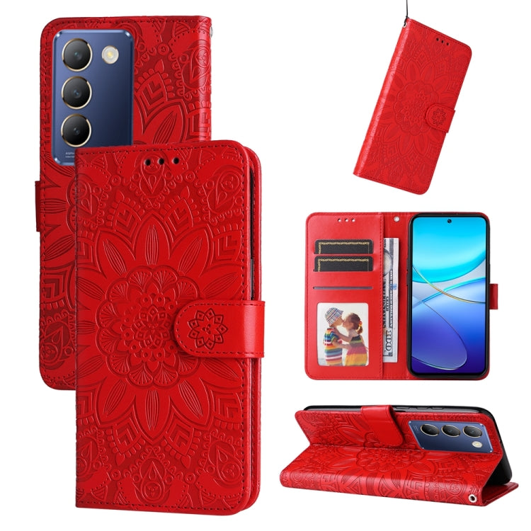 Embossed Sunflower Leather Phone Case, For vivo Y200 / V29e Global, For vivo Y17s, For vivo Y36 4G / 5G Foreign, For vivo Y78 5G Foreign