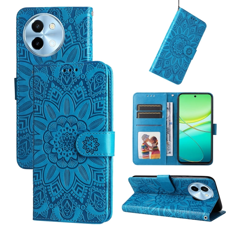 Embossed Sunflower Leather Phone Case, For vivo Y200 / V29e Global, For vivo Y17s, For vivo Y36 4G / 5G Foreign, For vivo Y78 5G Foreign