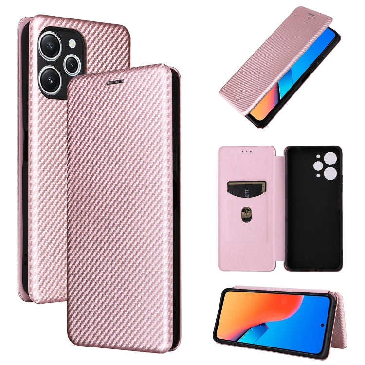 Carbon Fiber Texture Flip Leather Phone Case, For Xiaomi Redmi 12 4G