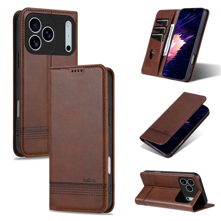 AZNS Magnetic Calf Texture Flip Leather Phone Case, For iPhone 17 Pro, For iPhone 17, For iPhone Air, For iPhone 16 Pro Max