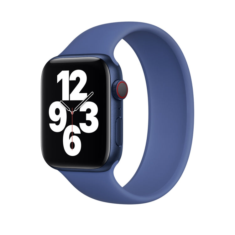 For Apple Watch Series 8&7 41mm / SE 2&6&SE&5&4 40mm / 3&2&1 38mm Solid Color Elastic Silicone Watch Band, Size:M 143mm (Aqua Blue), Size:M 143mm