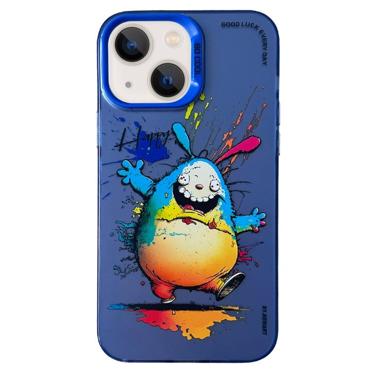 Double Layer Color Silver Series Animal Oil Painting Phone Case, For iPhone 13