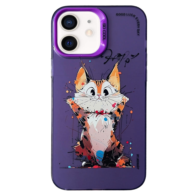 Double Layer Color Silver Series Animal Oil Painting Phone Case, For iPhone 12