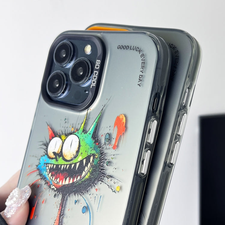 Double Layer Color Silver Series Animal Oil Painting Phone Case, For iPhone 13