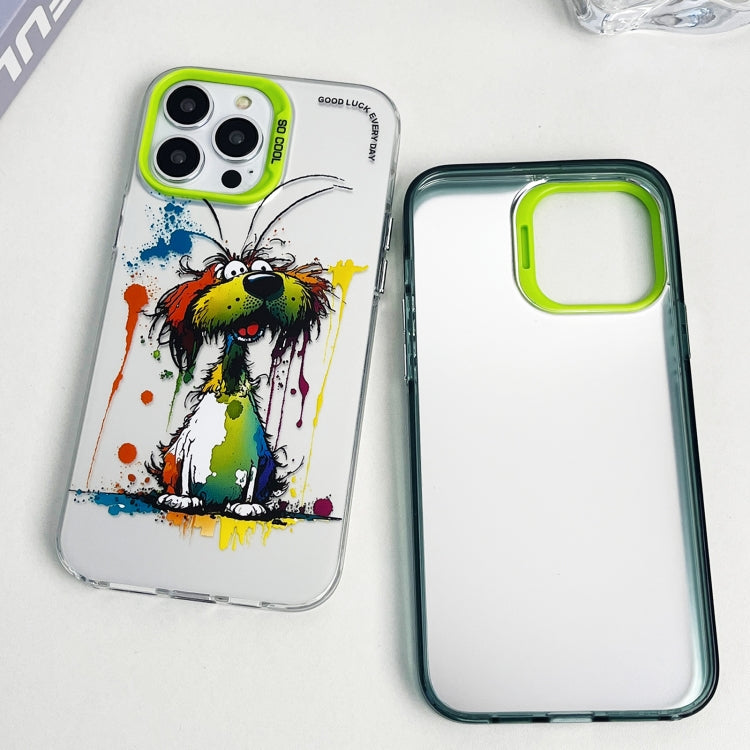 Double Layer Color Silver Series Animal Oil Painting Phone Case, For iPhone 15
