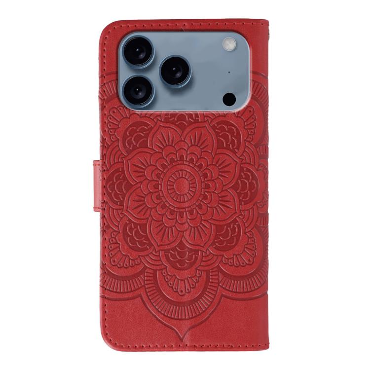 Sun Mandala Embossing Leather Phone Case, For iPhone 16e / 17e, For iPhone 17 Pro Max, For iPhone 17 Pro