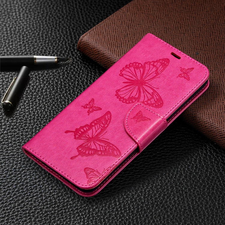 Two Butterflies Embossing Pattern Horizontal Flip Leather Case with Holder & Card Slot & Wallet & Lanyard, For Huawei Honor 9X Lite, For Xiaomi Redmi 9