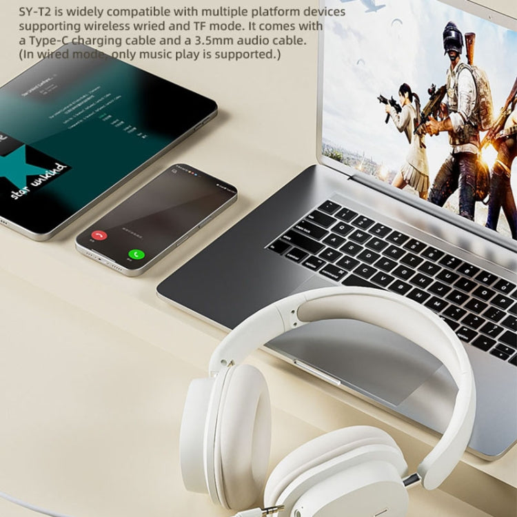 T2 Foldable High Definition Stereo ENC Noise Reduction Wireless Gaming Headphones with Mic, T2