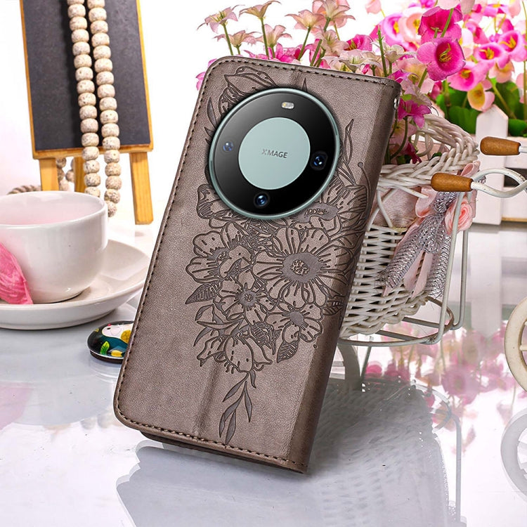 Embossed Butterfly Leather Phone Case, For Huawei Mate 60, For Huawei Mate 60 Pro, For Huawei P60 Art