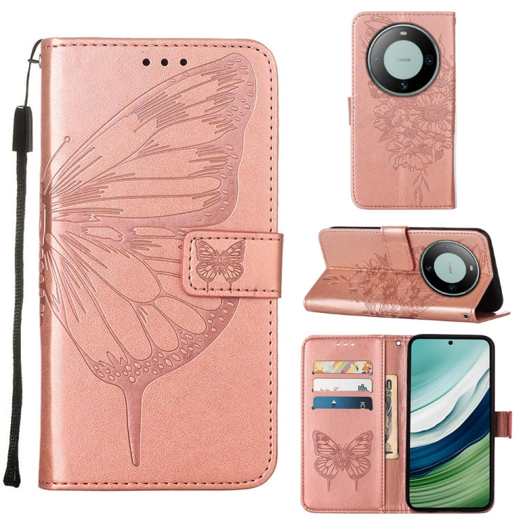 Embossed Butterfly Leather Phone Case, For Huawei Mate 60, For Huawei Mate 60 Pro, For Huawei P60 Art