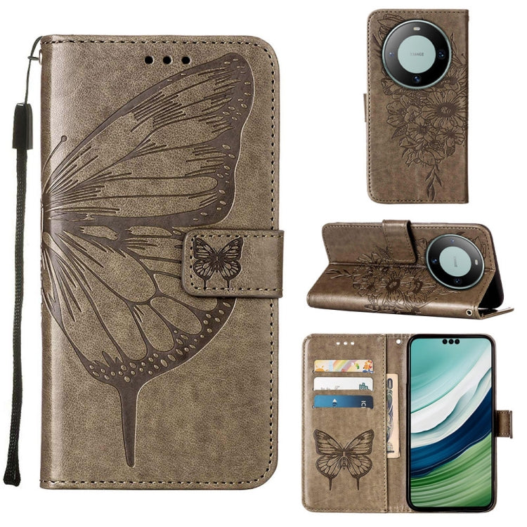 Embossed Butterfly Leather Phone Case, For Huawei Mate 60, For Huawei Mate 60 Pro, For Huawei P60 Art