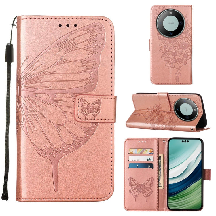 Embossed Butterfly Leather Phone Case, For Huawei Mate 60, For Huawei Mate 60 Pro, For Huawei P60 Art
