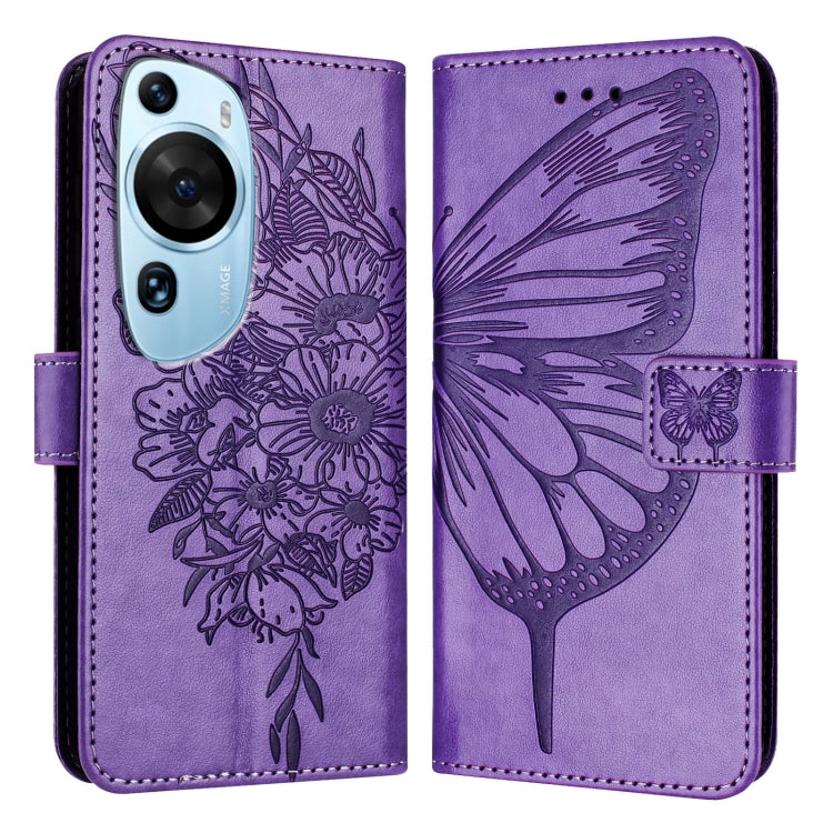Embossed Butterfly Leather Phone Case, For Huawei Mate 60, For Huawei Mate 60 Pro, For Huawei P60 Art
