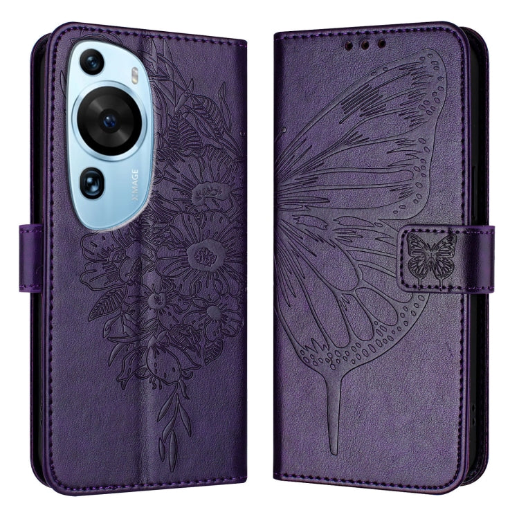 Embossed Butterfly Leather Phone Case, For Huawei Mate 60, For Huawei Mate 60 Pro, For Huawei P60 Art