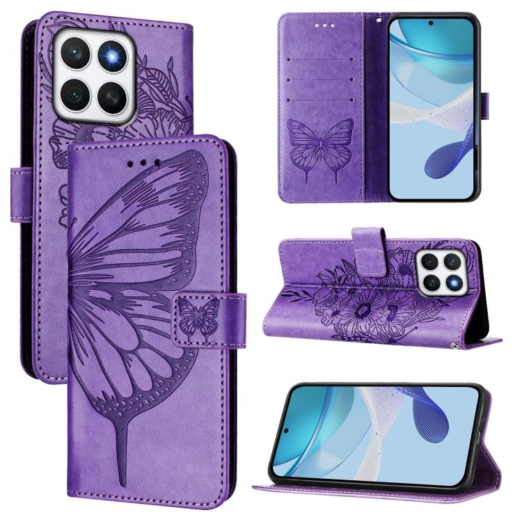 Embossed Butterfly Leather Phone Case, For Honor X8C 4G Global, For Honor GT, For Honor X9C Smart Global