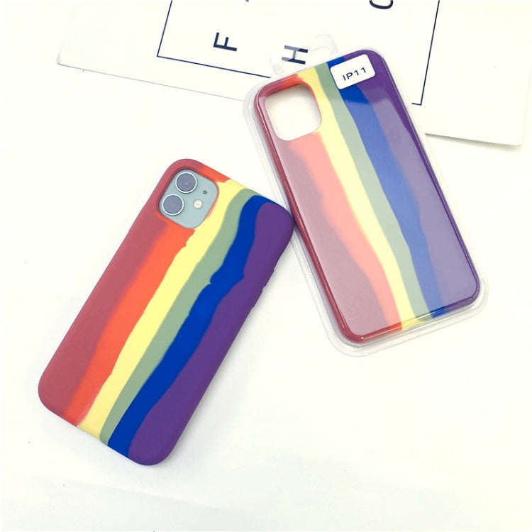 Rainbow Liquid Silicone Shockproof Full Coverage Protective Case, For iPhone 11 Pro