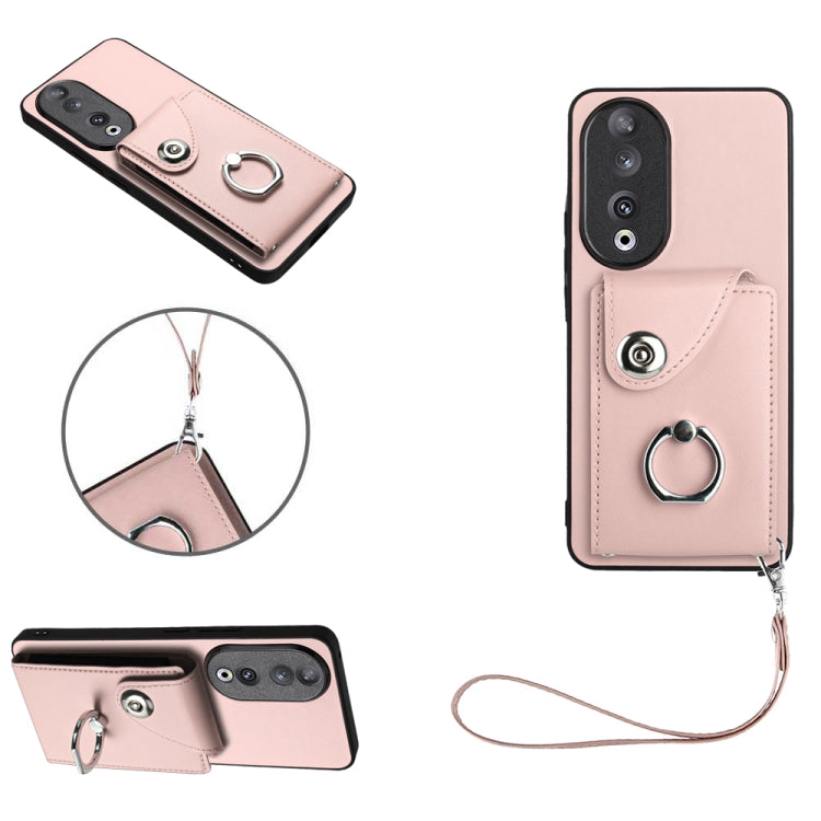 Organ Card Bag Ring Holder PU Phone Case with Lanyard, For Honor 90, For Honor X8a, For Honor X9a/Magic5 Lite