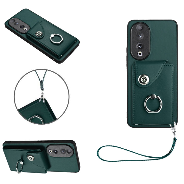Organ Card Bag Ring Holder PU Phone Case with Lanyard, For Honor 90, For Honor X8a, For Honor X9a/Magic5 Lite