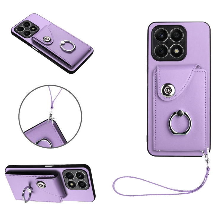 Organ Card Bag Ring Holder PU Phone Case with Lanyard, For Honor 90, For Honor X8a, For Honor X9a/Magic5 Lite